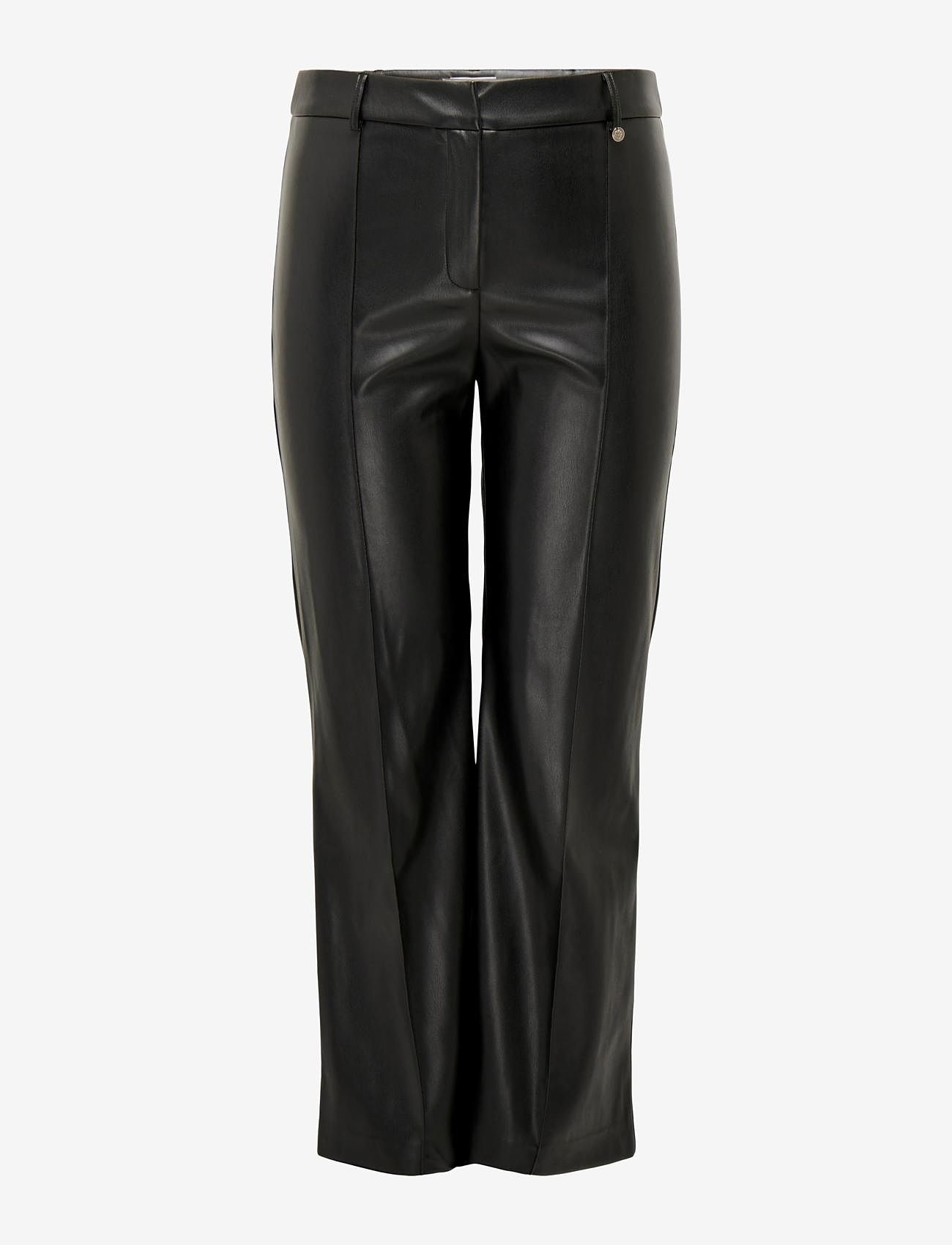 ONLY Carmakoma - CARBLAKE MW FLARED PIN FAUX LEA PANT - party wear at outlet prices - black - 0