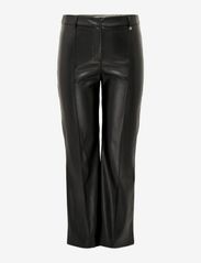 ONLY Carmakoma - CARBLAKE MW FLARED PIN FAUX LEA PANT - vakarėlių drabužiai išparduotuvių kainomis - black - 0