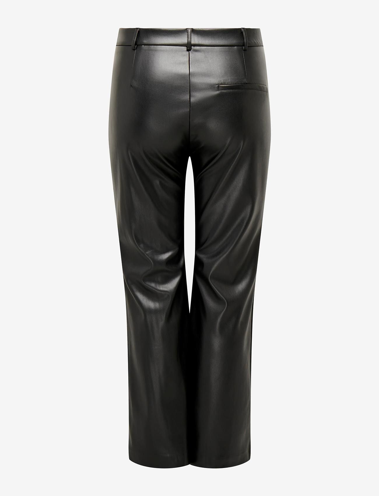 ONLY Carmakoma - CARBLAKE MW FLARED PIN FAUX LEA PANT - odzież imprezowa w cenach outletowych - black - 1