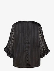 ONLY Carmakoma - CARFLOOR L/S FRILL TOP WVN - short-sleeved blouses - black - 1