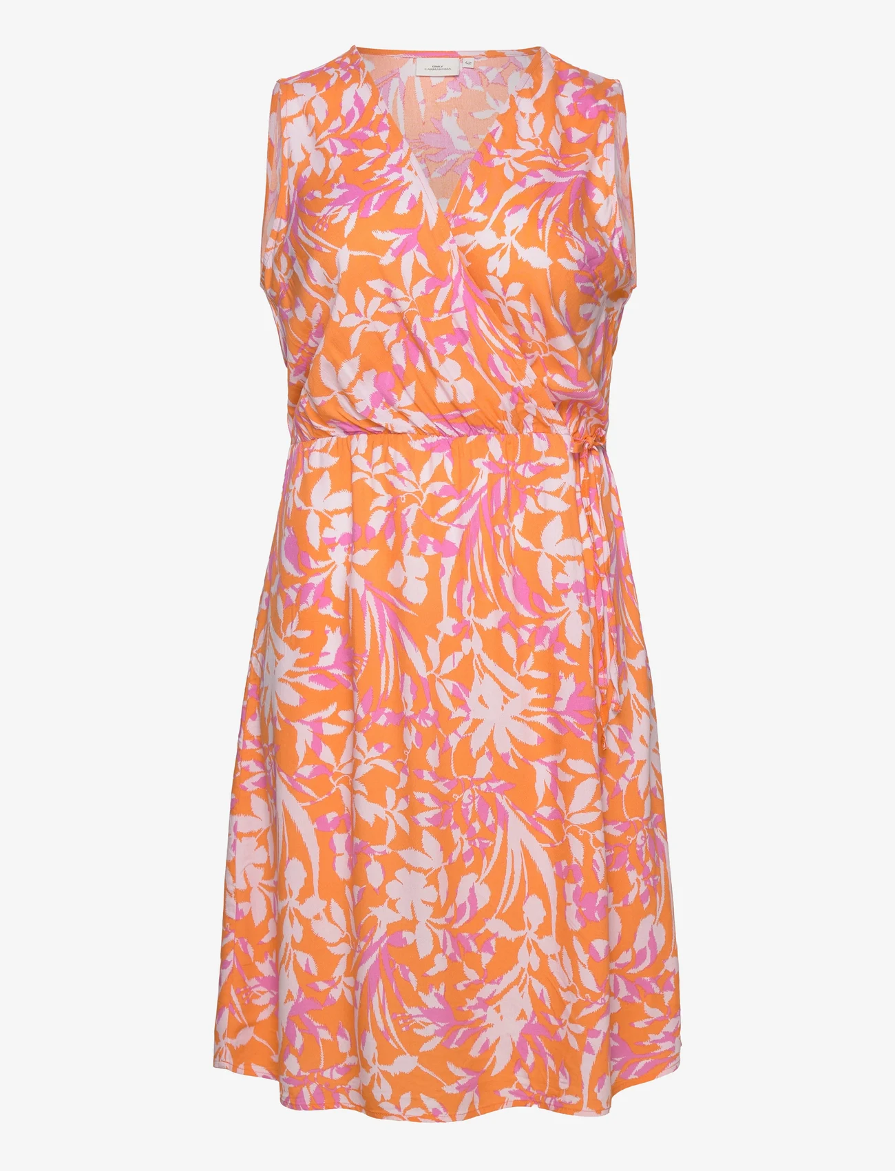 ONLY Carmakoma - CARPIORA S/L WRAP BLK DRESS WVN - vasarinės suknelės - orange ochre - 0