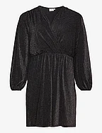 CARFIESTA L/S V-NECK GLITTER DRESS JRS - BLACK