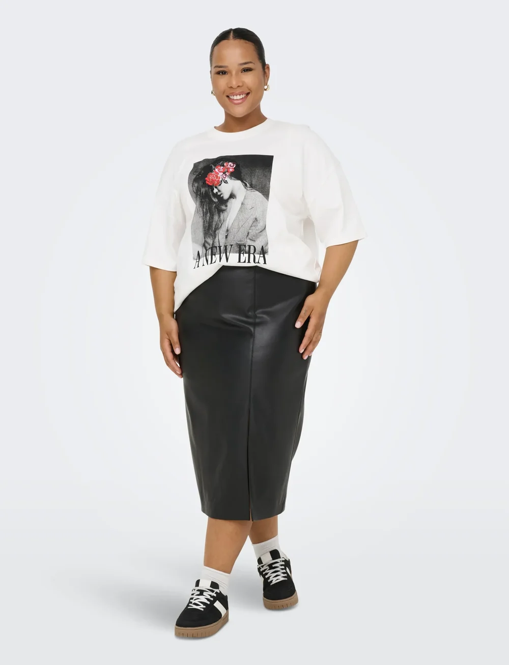 ONLY Carmakoma - CARHEIDIHANNA LIFE FAUX LEATHERSKIRT OTW - midihameet - black - 0