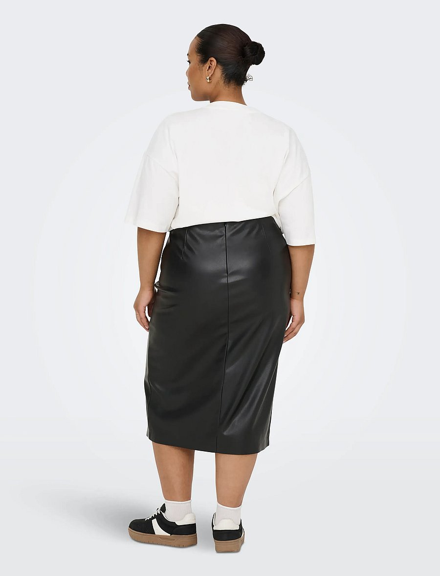 ONLY Carmakoma - CARHEIDIHANNA LIFE FAUX LEATHERSKIRT OTW - jupes midi - black - 3
