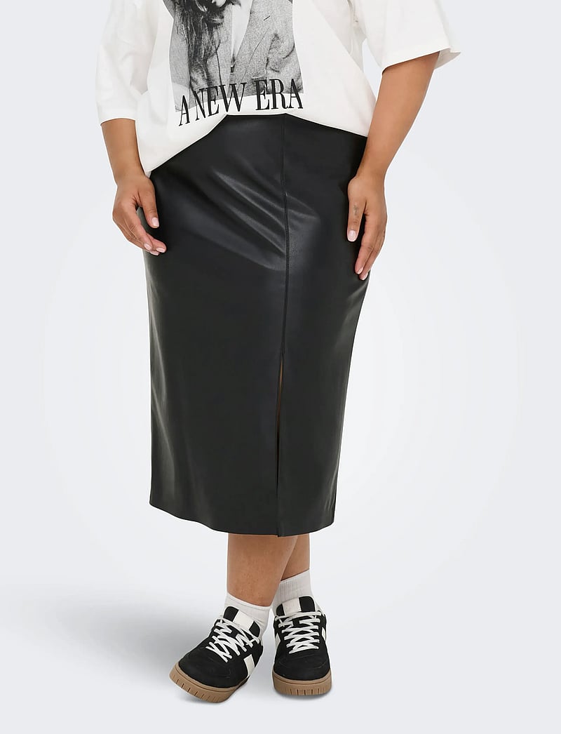 ONLY Carmakoma - CARHEIDIHANNA LIFE FAUX LEATHERSKIRT OTW - midi-röcke - black - 5