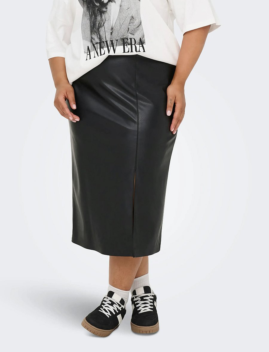 ONLY Carmakoma - CARHEIDIHANNA LIFE FAUX LEATHERSKIRT OTW - jupes midi - black - 5