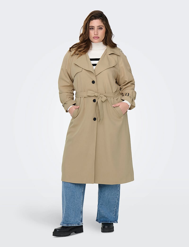 ONLY Carmakoma - CARCHLOE TRENCHCOAT SINGLE B.OTW - trenchcoats - tannin - 0