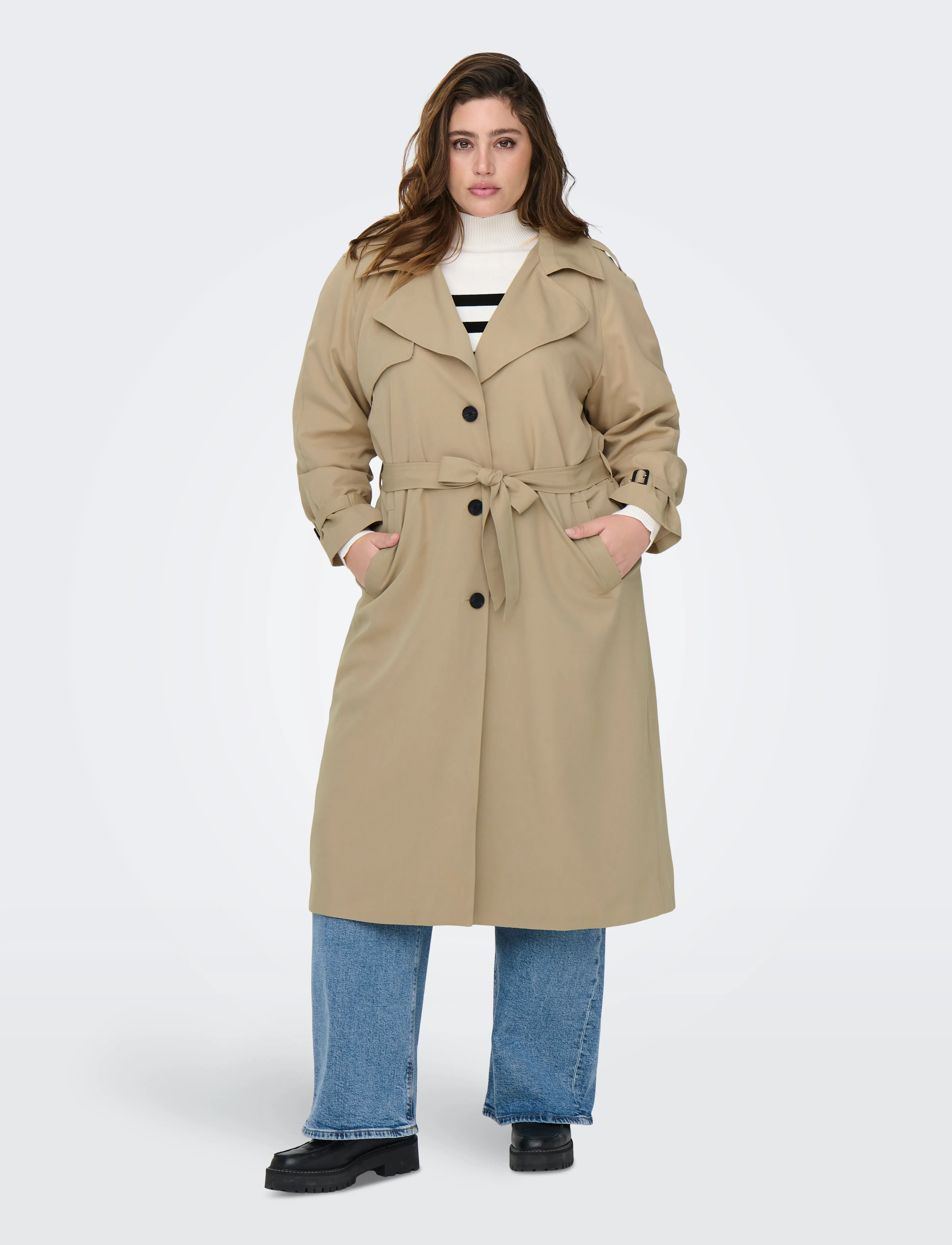 ONLY Carmakoma - CARCHLOE TRENCHCOAT SINGLE B.OTW - trenchcoats - tannin - 0