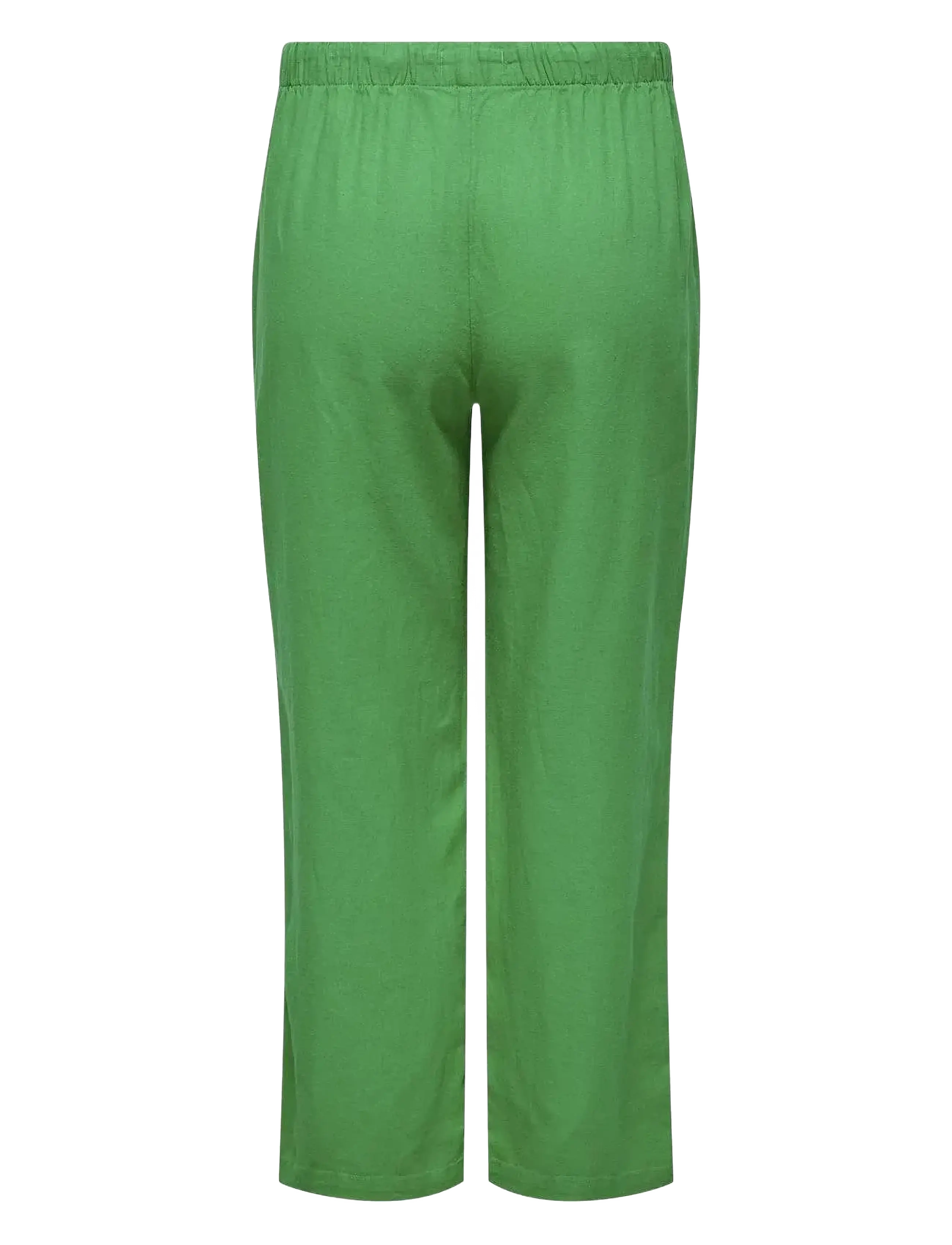 ONLY Carmakoma - CARCARO MW LINEN BL PULL-UP PANT TLR - hørbukser - green bee - 2