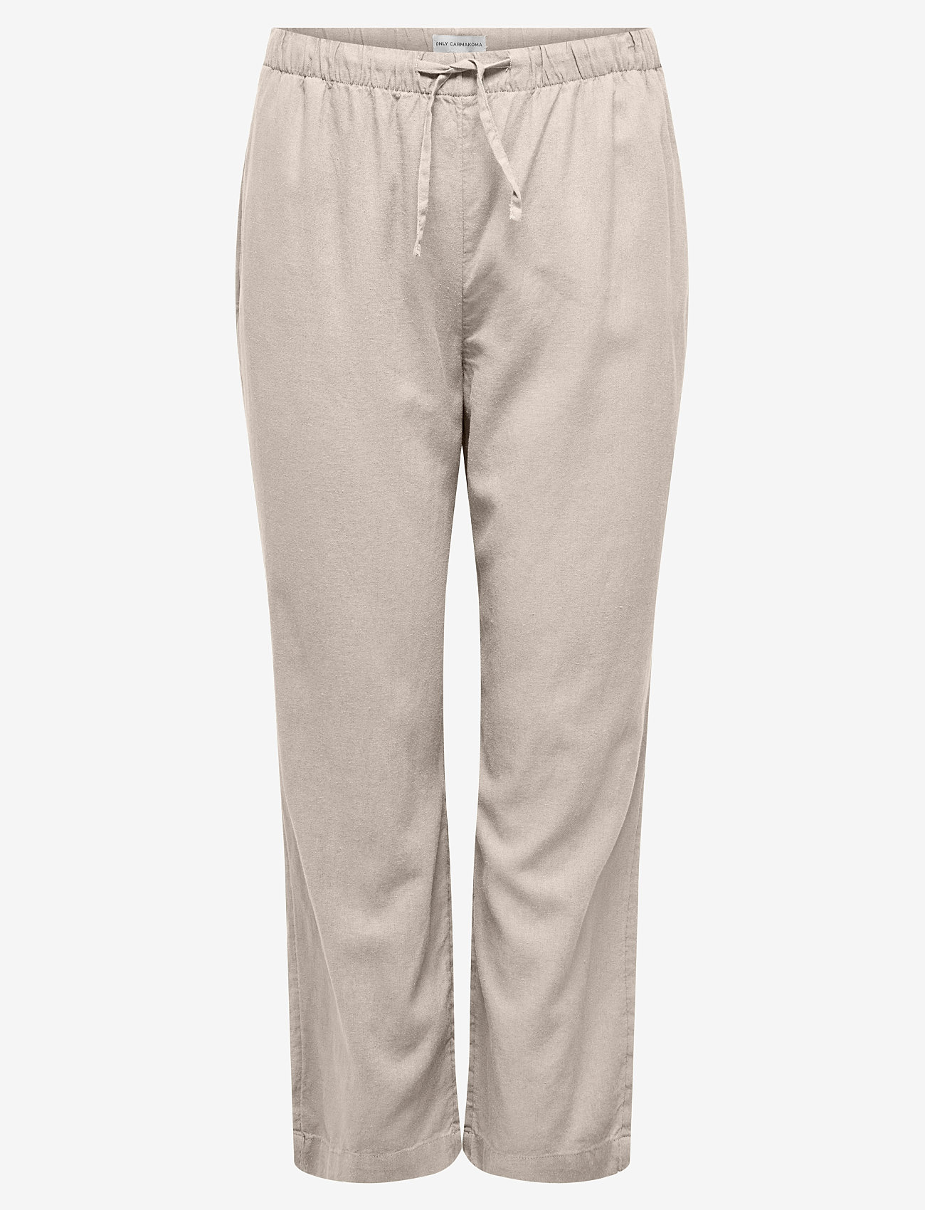 ONLY Carmakoma - CARCARO MW LINEN BL PULL-UP PANT TLR - pellavahousut - pumice stone - 0