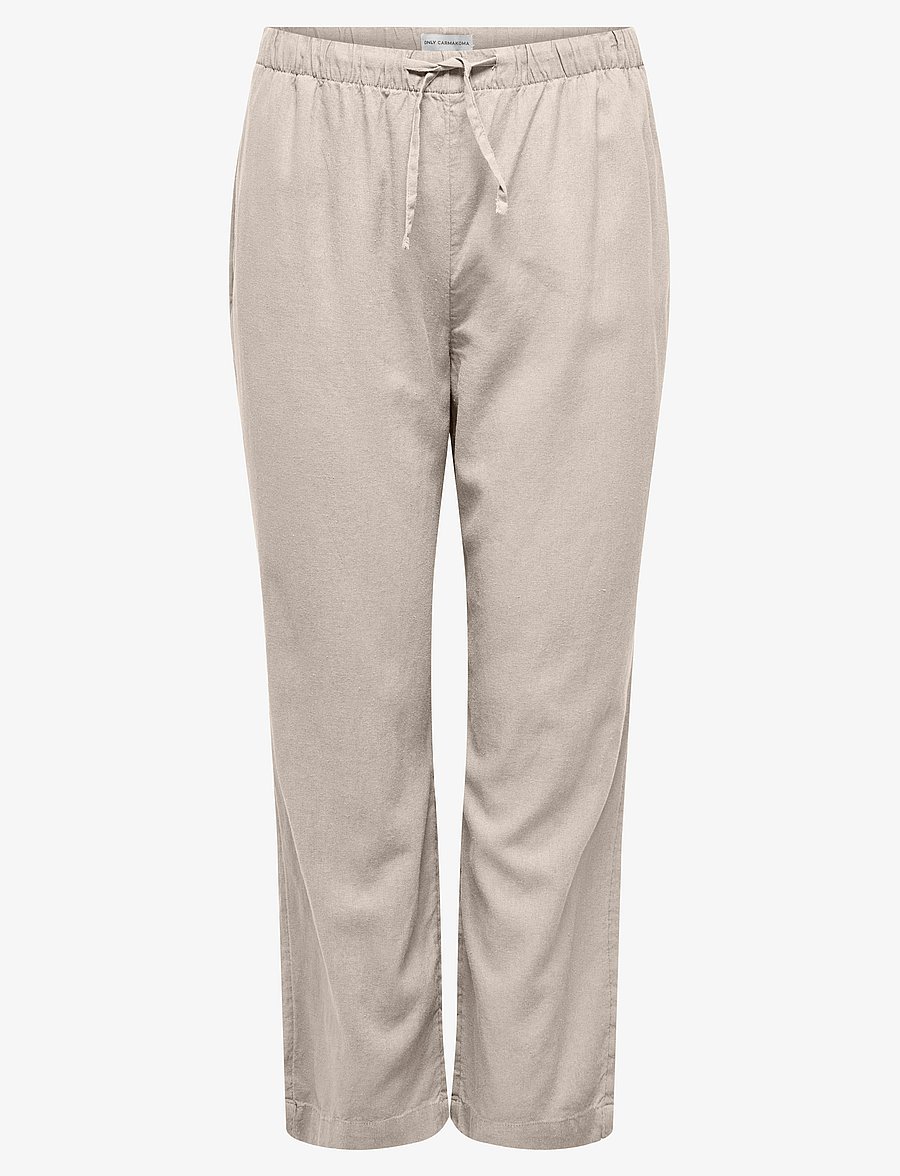 ONLY Carmakoma - CARCARO MW LINEN BL PULL-UP PANT TLR - linnen broeken - pumice stone - 0