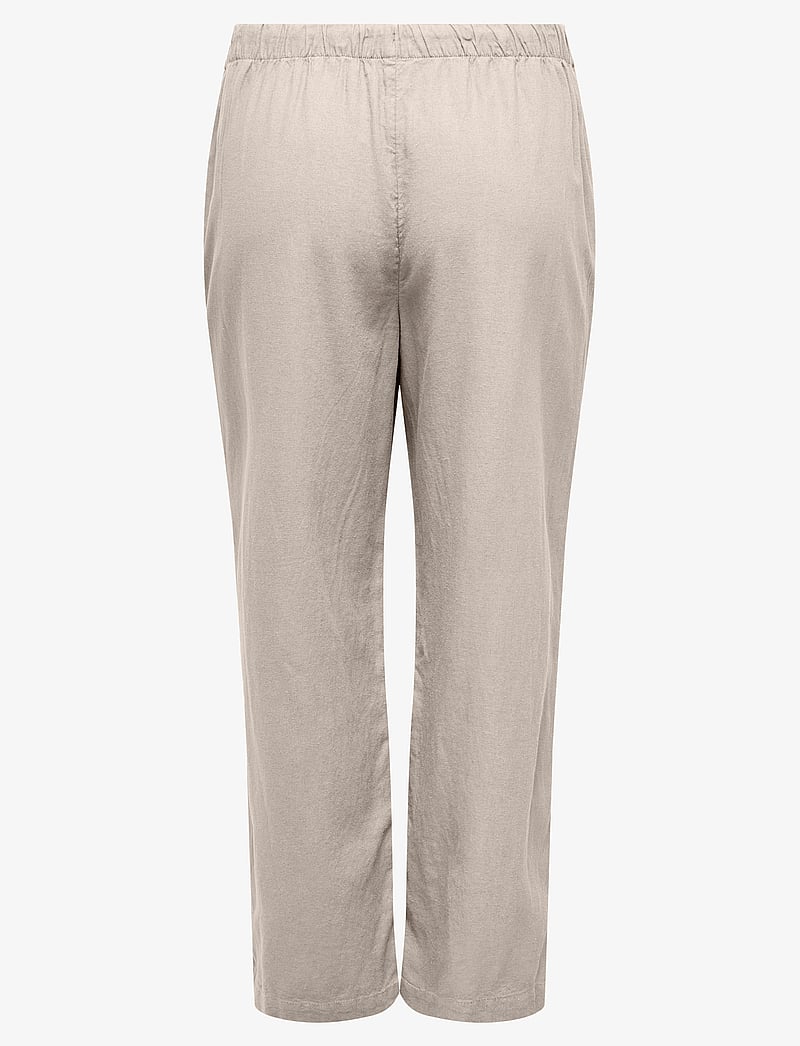 ONLY Carmakoma - CARCARO MW LINEN BL PULL-UP PANT TLR - pellavahousut - pumice stone - 1