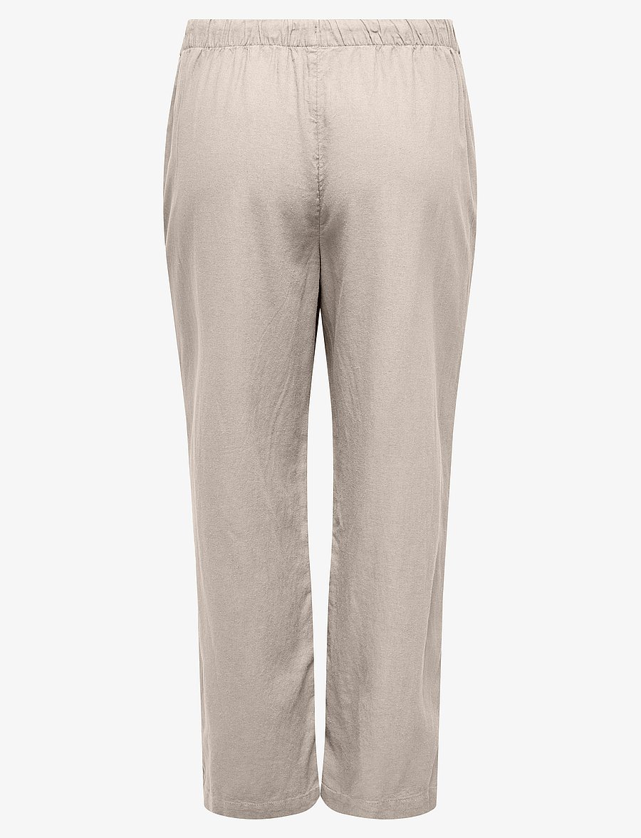 ONLY Carmakoma - CARCARO MW LINEN BL PULL-UP PANT TLR - linnen broeken - pumice stone - 1