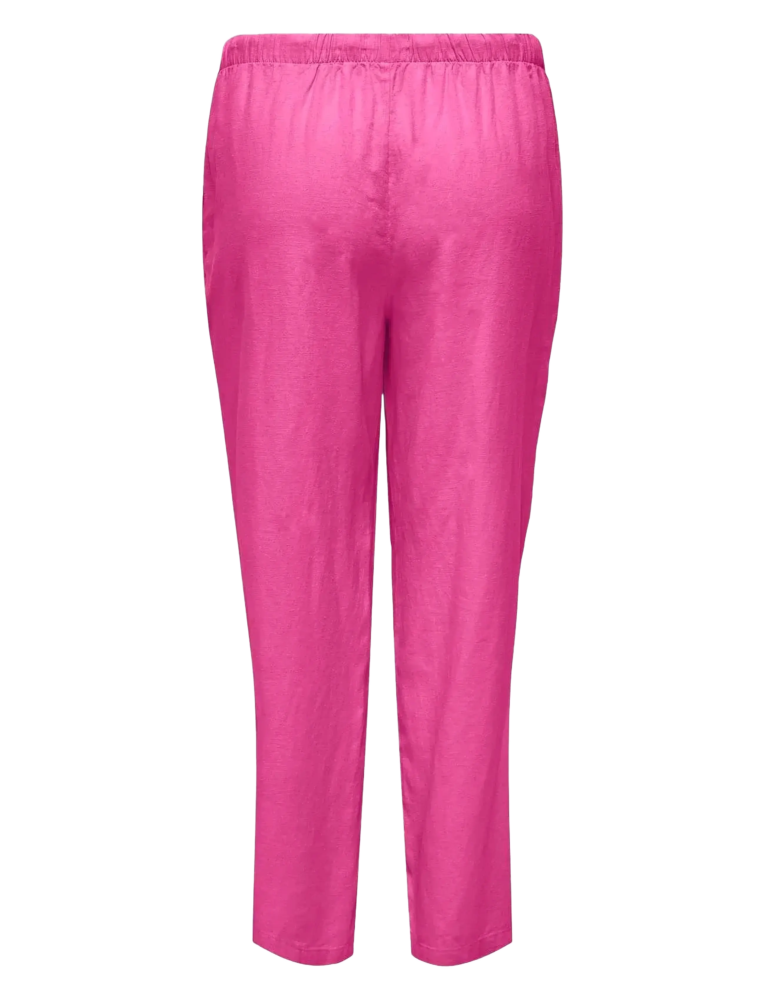 ONLY Carmakoma - CARCARO MW LINEN BL PULL-UP PANT TLR - hørbukser - raspberry rose - 2