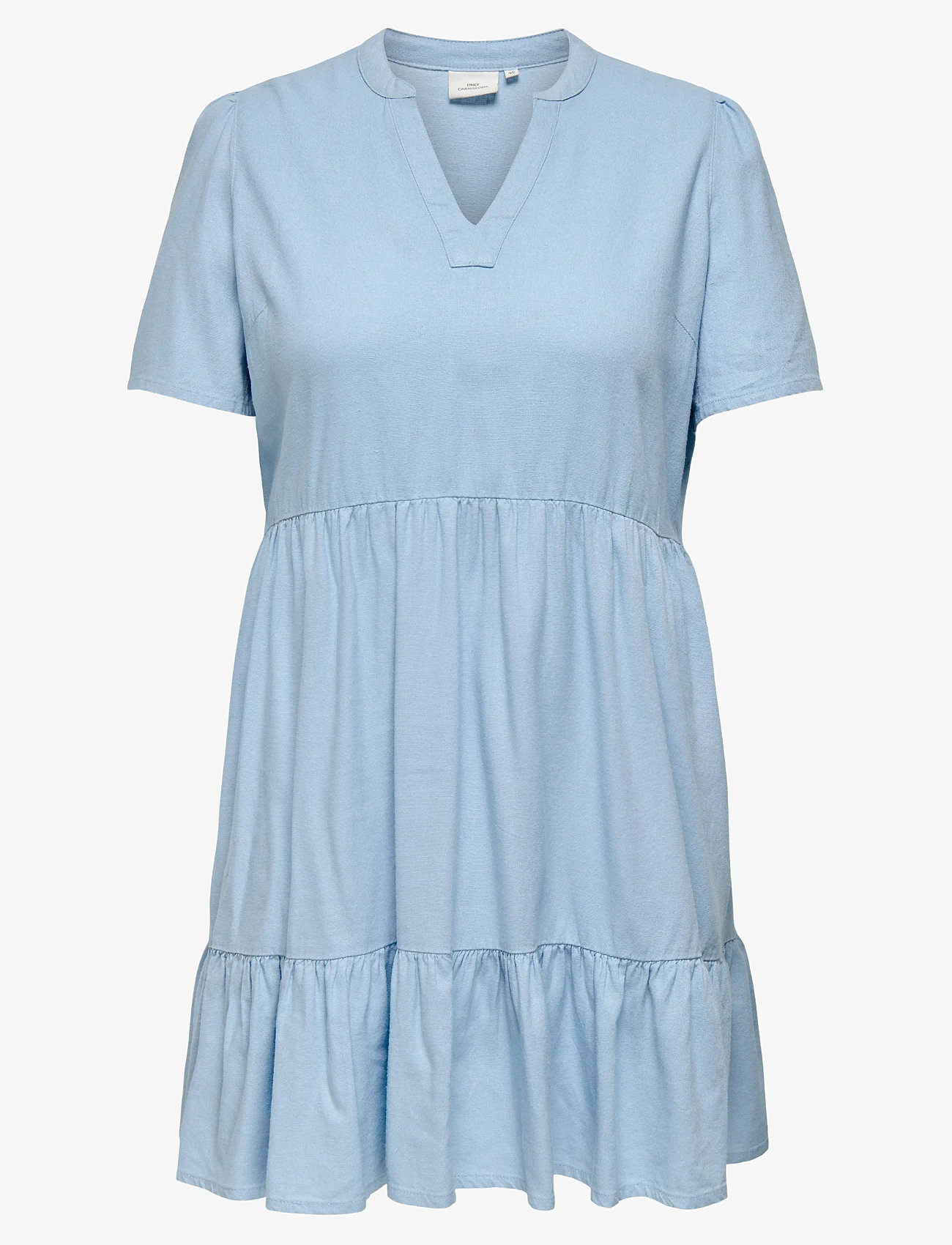 ONLY Carmakoma - CARTIRI-CARO S/S V-NECK LIN DRESS  TLR - sommerkleider - cashmere blue - 0