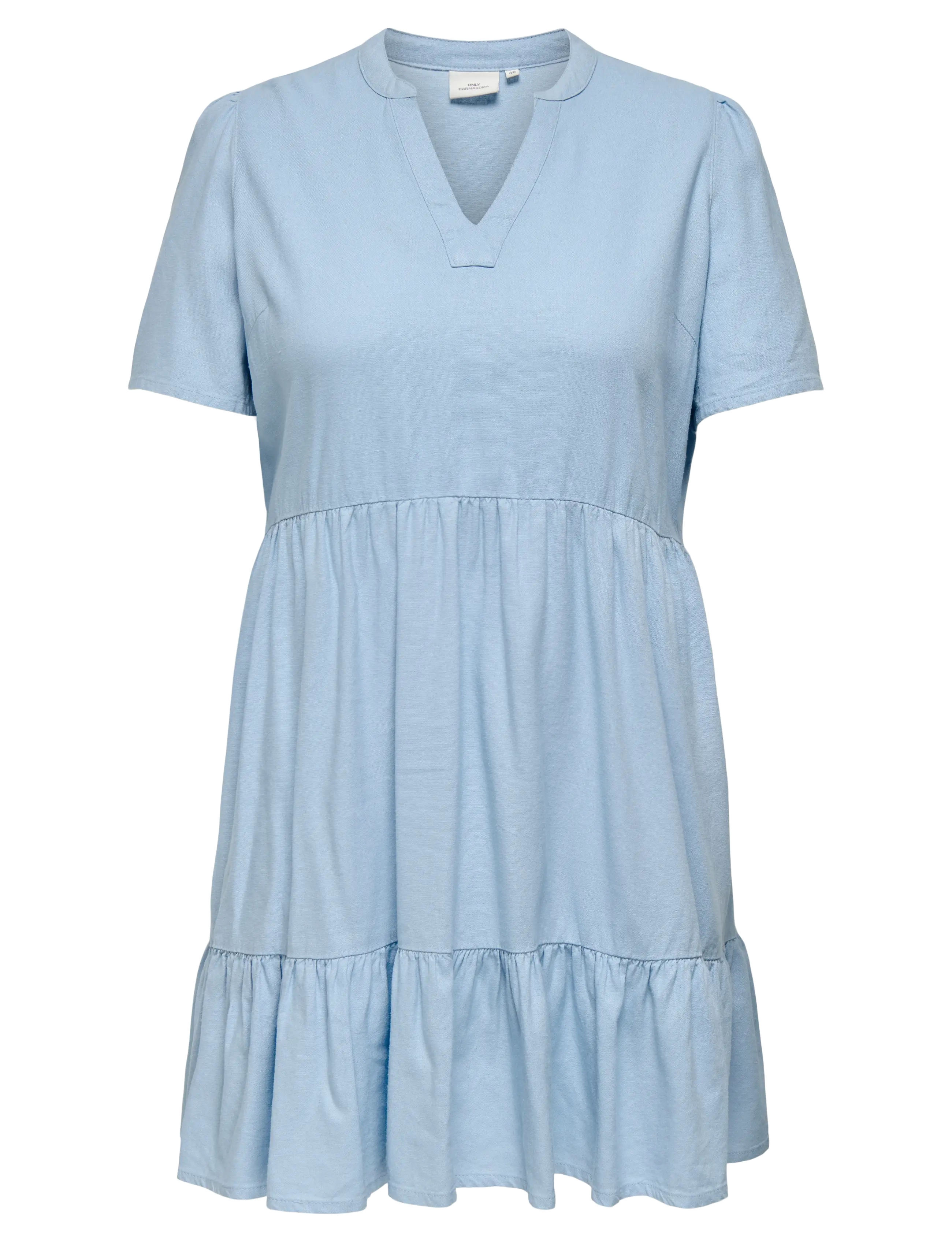 ONLY Carmakoma CARTIRI-CARO S/S V-NECK LIN DRESS  TLR - Kjoler - CASHMERE BLUE / blue