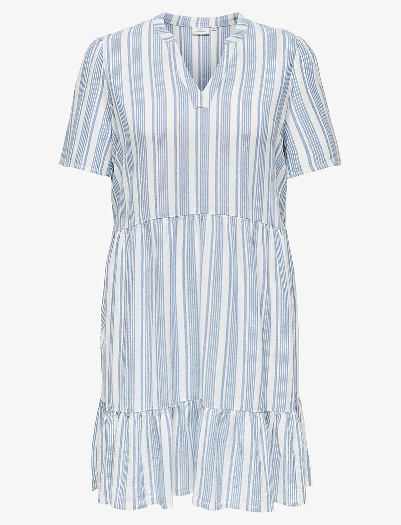 ONLY Carmakoma - CARTIRI-CARO S/S V-NECK LIN DRESS TLR - sommerkjoler - coronet blue - 1