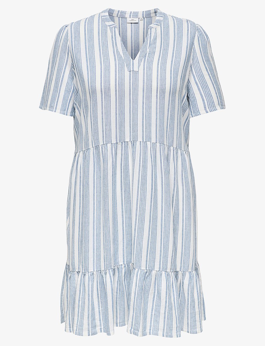 ONLY Carmakoma - CARTIRI-CARO S/S V-NECK LIN DRESS TLR - coronet blue - 1