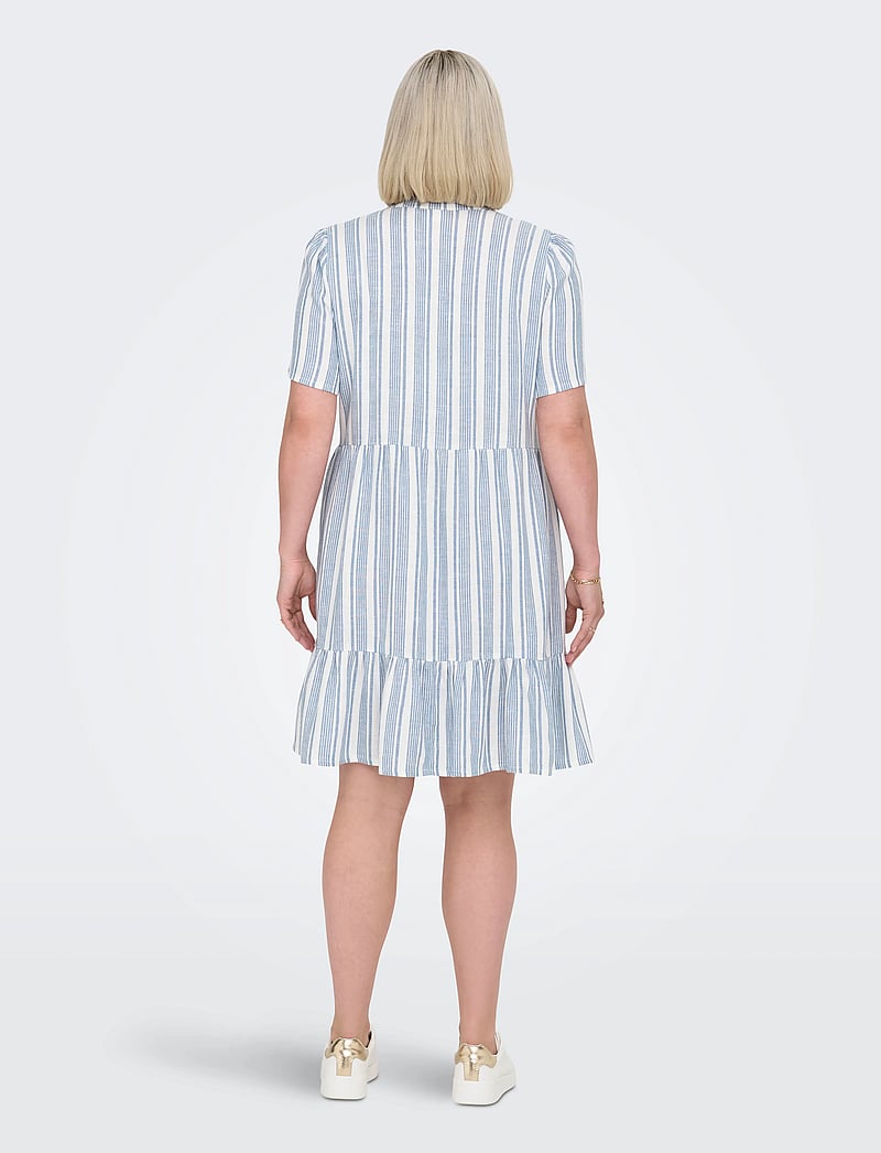 ONLY Carmakoma - CARTIRI-CARO S/S V-NECK LIN DRESS TLR - sommerkjoler - coronet blue - 3