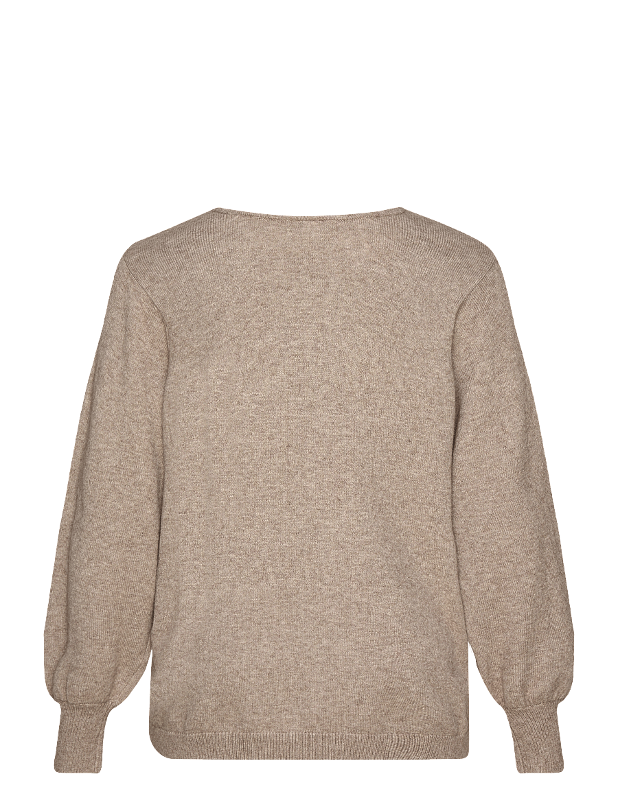 ONLY Carmakoma - CARIBI LS REVERSIBLE V-NECK KNT - beige - 1
