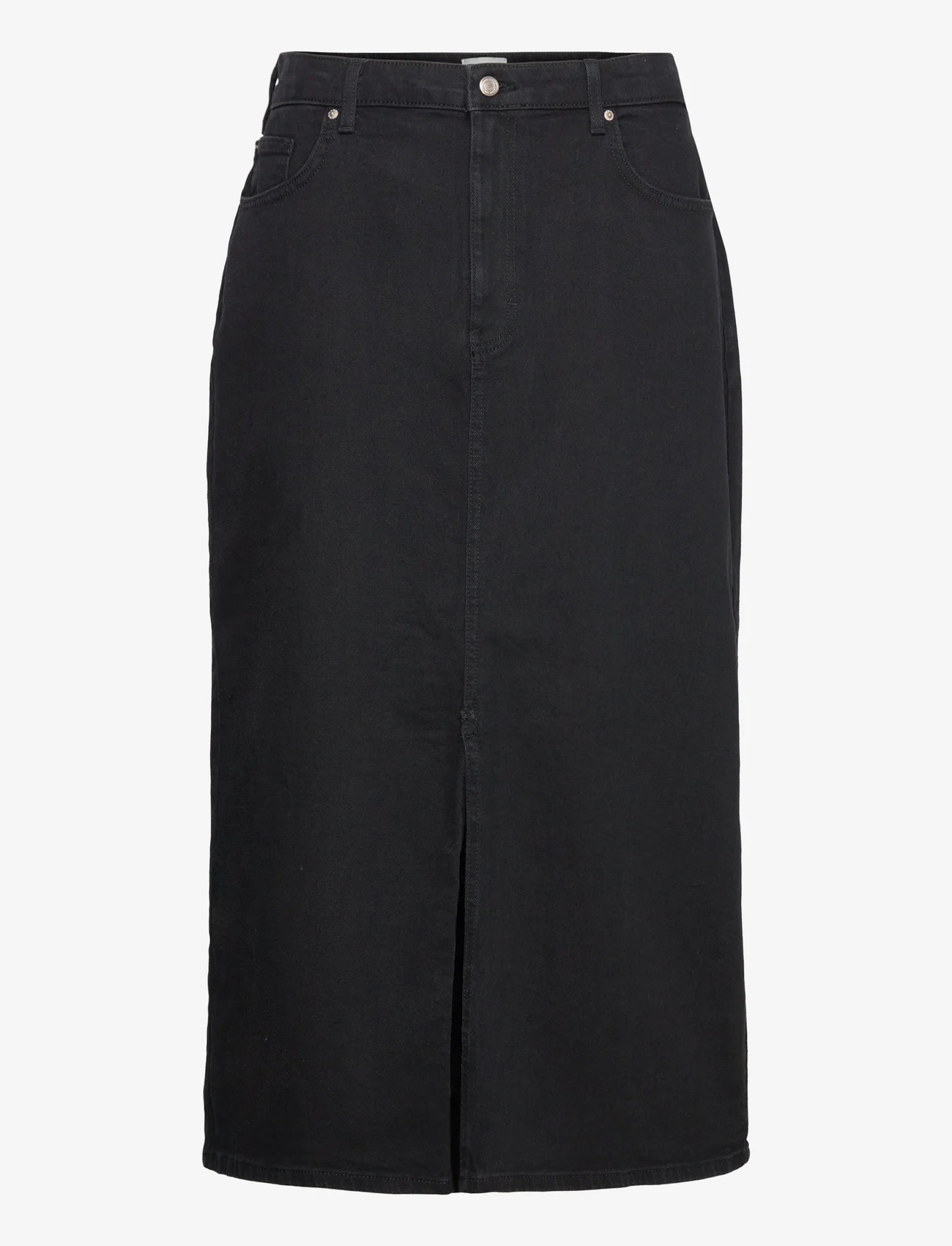 ONLY Carmakoma - CARAYOE HW MAXI SLIT SKIRT DNM DOT - denim skirts - black denim - 0