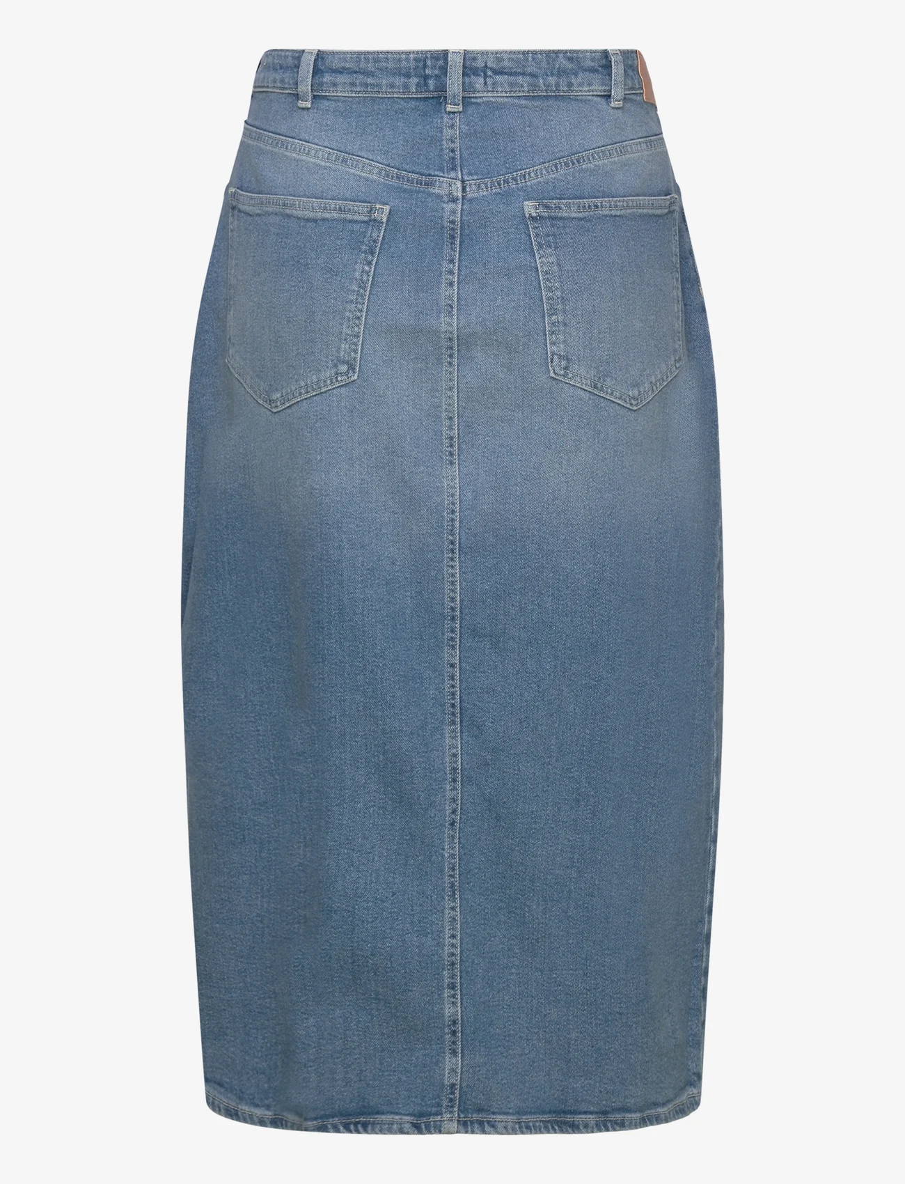 ONLY Carmakoma - CARAYOE HW MAXI SLIT SKIRT DNM DOT - denim skirts - light medium blue denim - 1