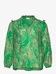 ONLY Carmakoma - CARBETSEY L/S FRILL TOP AOP - langärmlige blusen - green bee - 0