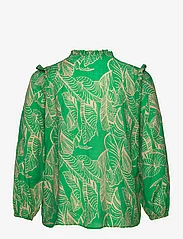ONLY Carmakoma - CARBETSEY L/S FRILL TOP AOP - langärmlige blusen - green bee - 1