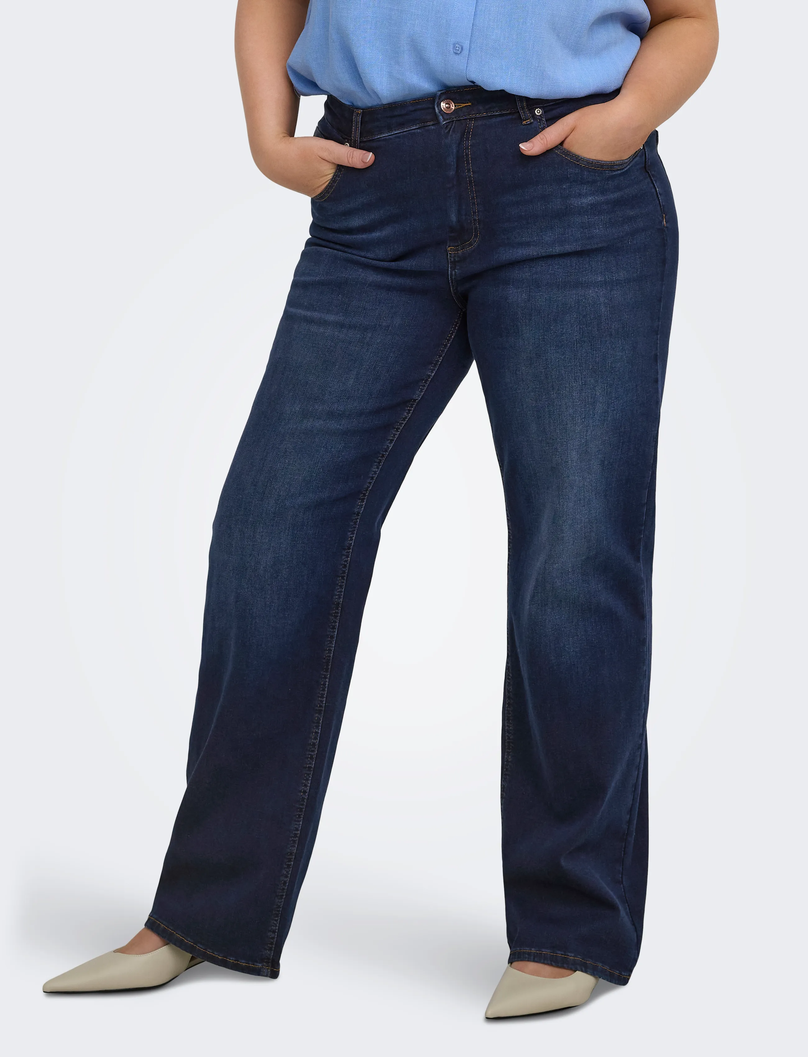 ONLY Carmakoma CARWILLY HW WIDE DNM TAI081 NOOS - Denim - DARK BLUE DENIM / navy
