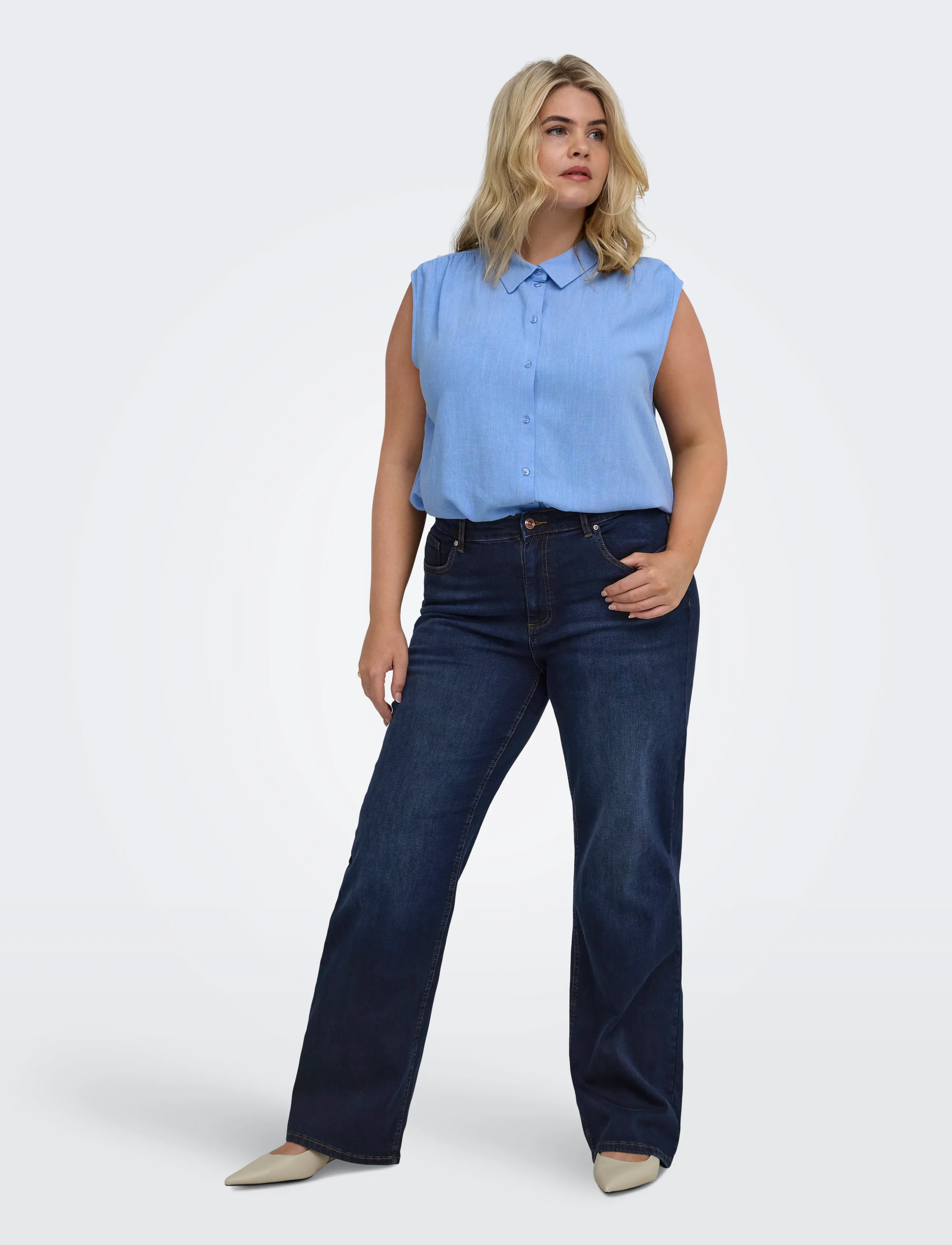 ONLY Carmakoma - CARWILLY HW WIDE DNM TAI081 NOOS - dark blue denim - 4