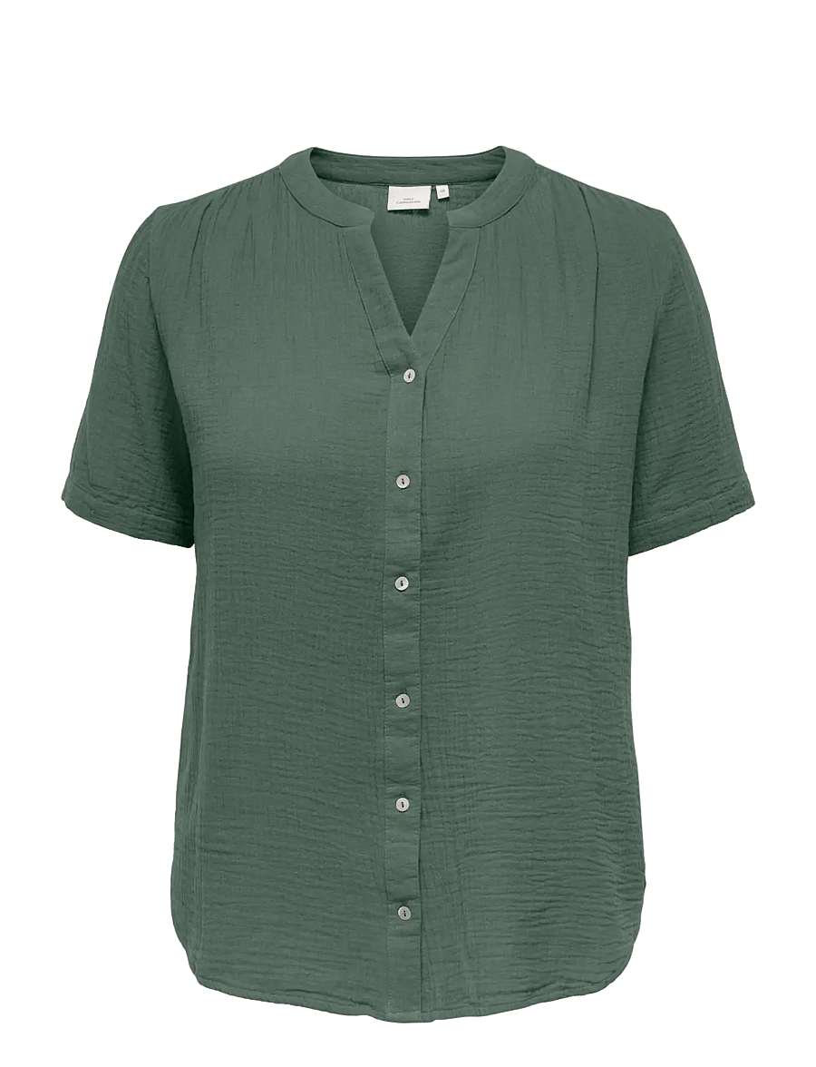 ONLY Carmakoma - CARTHYRA S/S BUTTON TOP WVN - lühikeste varrukatega pluusid - laurel wreath - 0