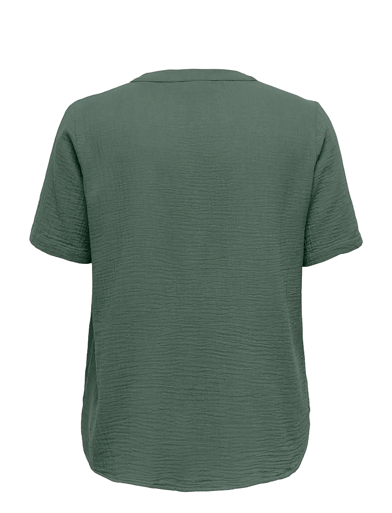 ONLY Carmakoma - CARTHYRA S/S BUTTON TOP WVN - kurzämlige blusen - laurel wreath - 1