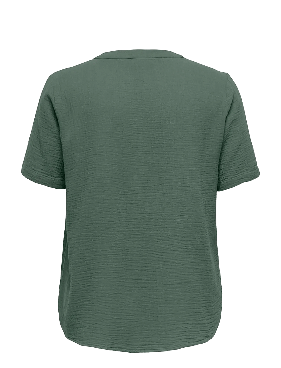 ONLY Carmakoma - CARTHYRA S/S BUTTON TOP WVN - kurzärmelige blusen - laurel wreath - 1