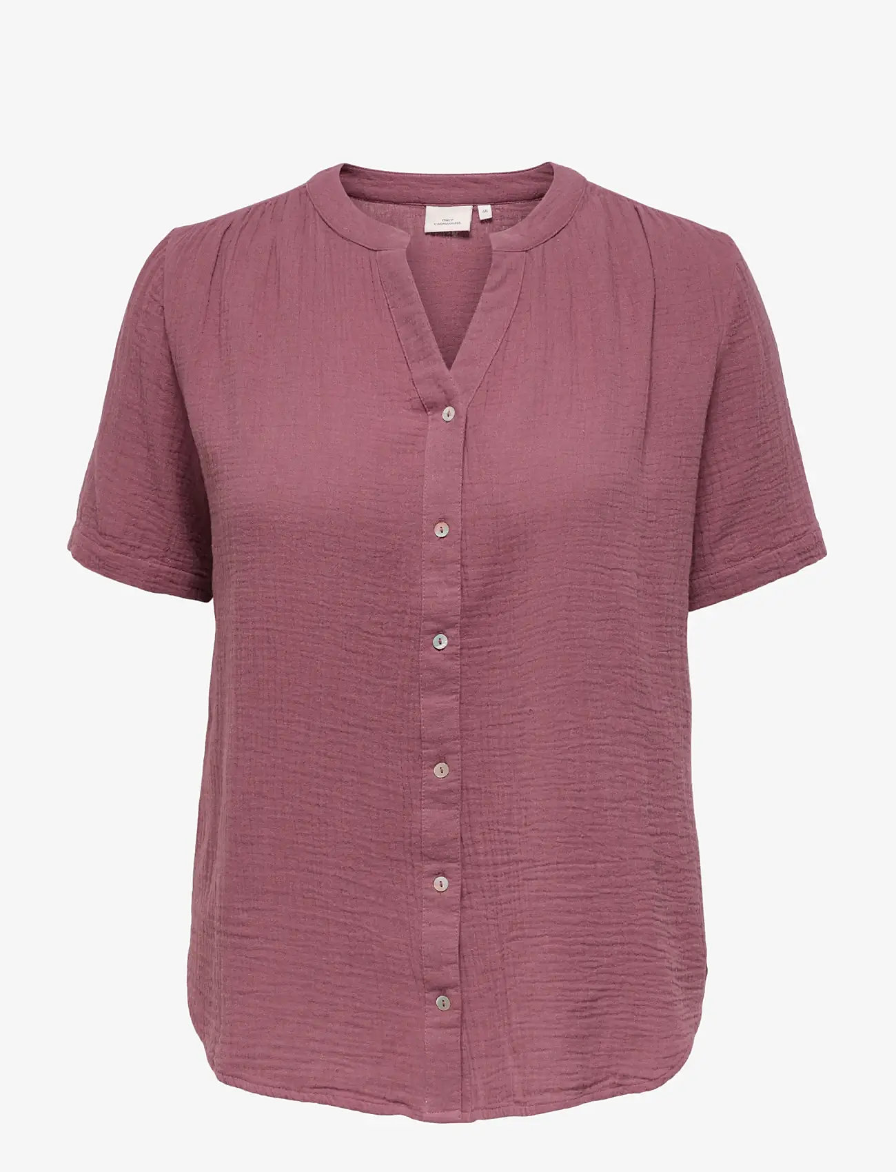 ONLY Carmakoma - CARTHYRA S/S BUTTON TOP  WVN - short-sleeved blouses - rose brown - 1