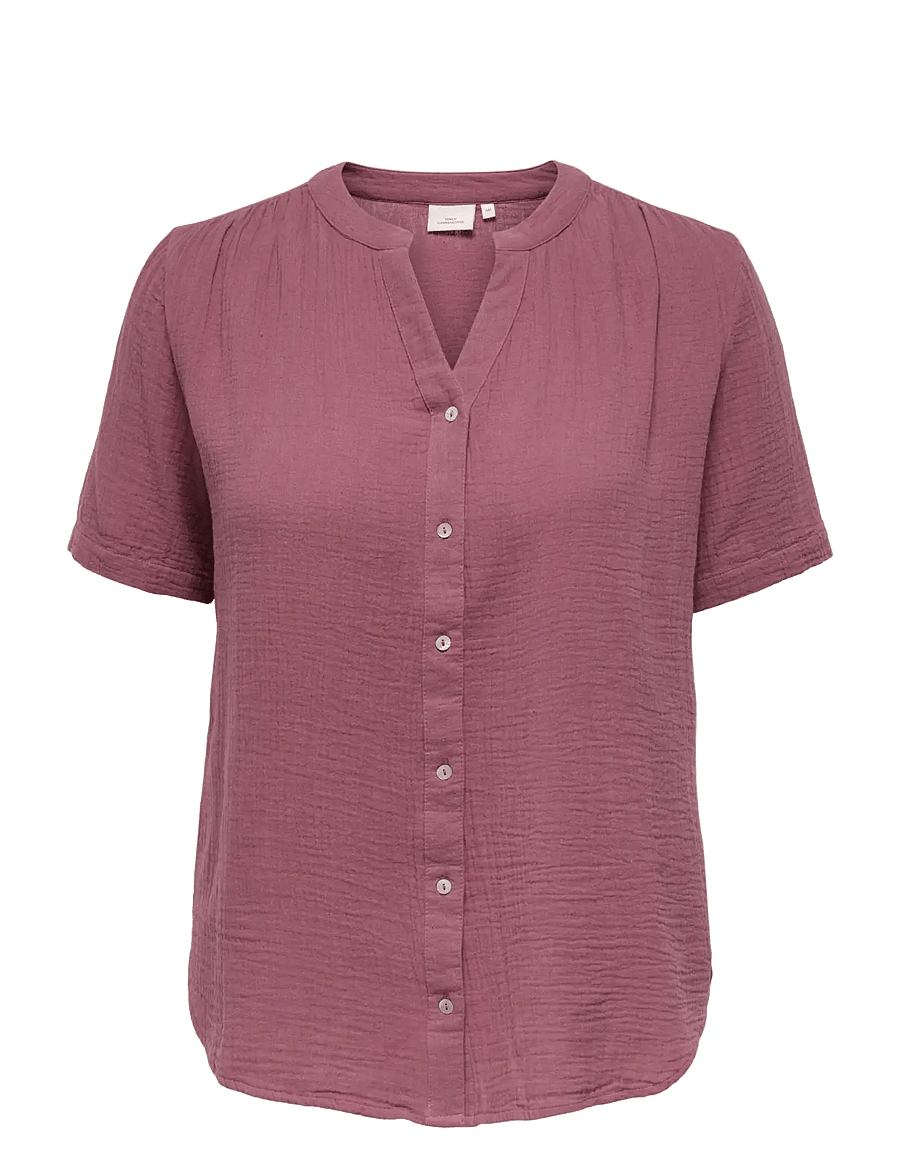 ONLY Carmakoma - CARTHYRA S/S BUTTON TOP WVN - lühikeste varrukatega pluusid - rose brown - 1