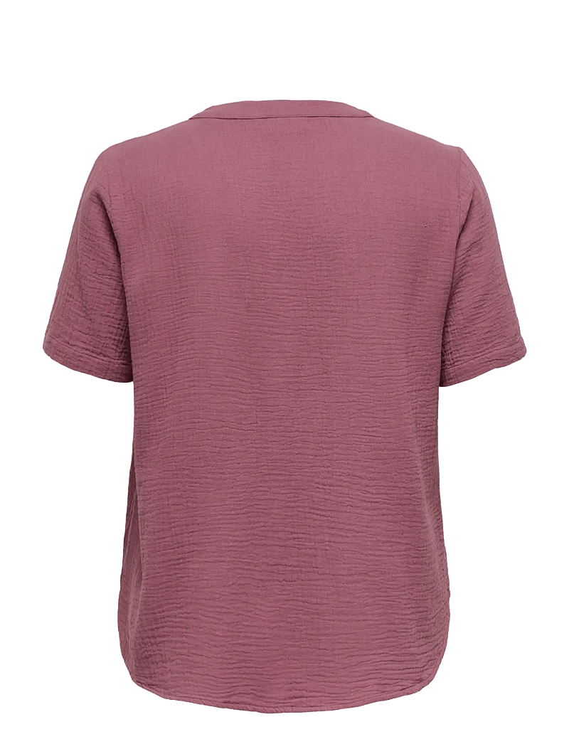ONLY Carmakoma - CARTHYRA S/S BUTTON TOP WVN - short-sleeved blouses - rose brown - 2