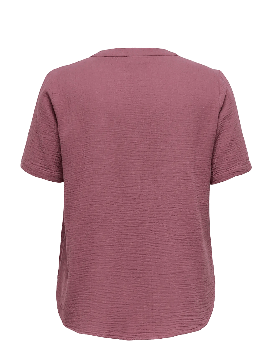 ONLY Carmakoma - CARTHYRA S/S BUTTON TOP WVN - lühikeste varrukatega pluusid - rose brown - 2