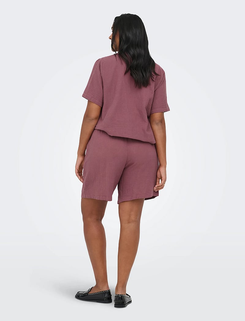 ONLY Carmakoma - CARTHYRA S/S BUTTON TOP WVN - short-sleeved blouses - rose brown - 3