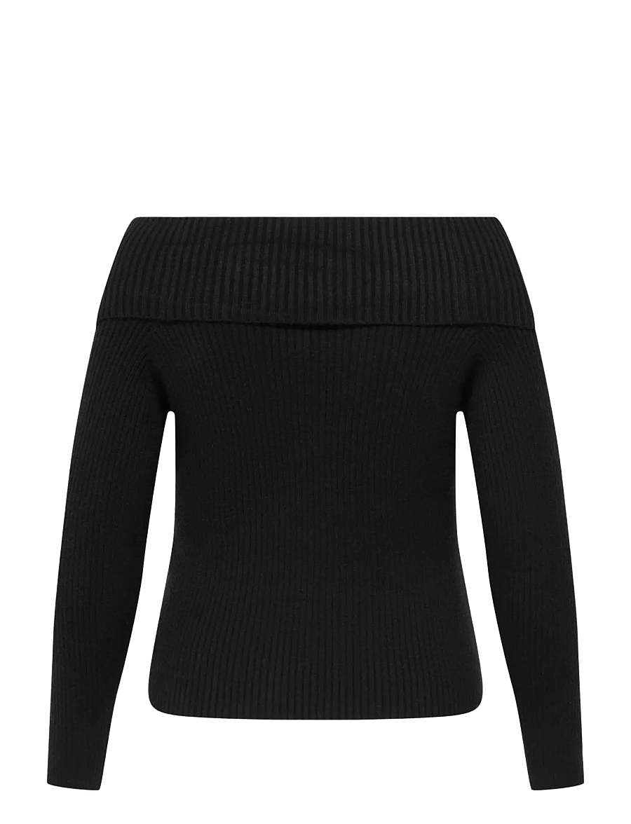 ONLY Carmakoma - CARKATIA LS OFF SHOULDER KNT - stickade tröjor - black - 2