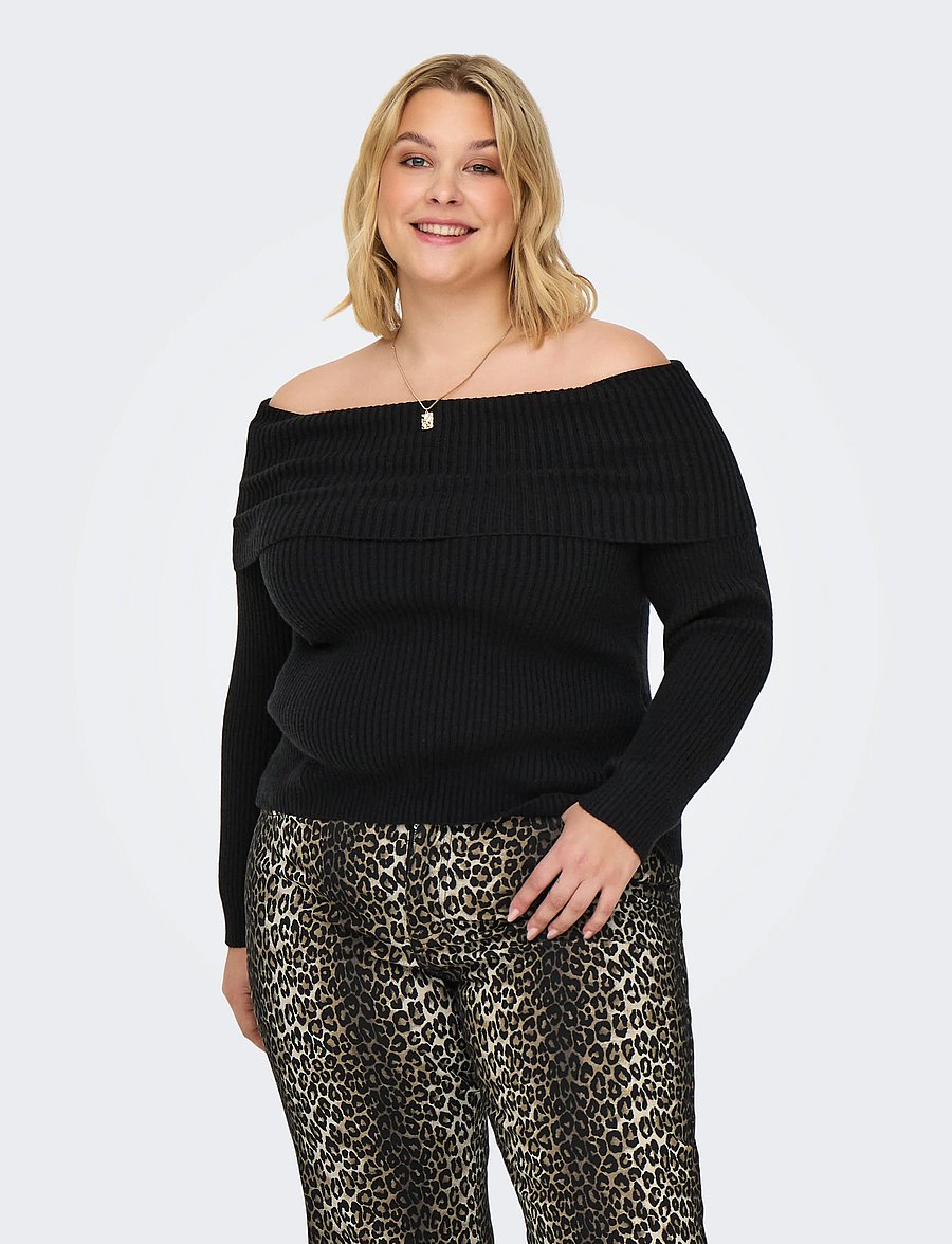 ONLY Carmakoma - CARKATIA LS OFF SHOULDER KNT - stickade tröjor - black - 0
