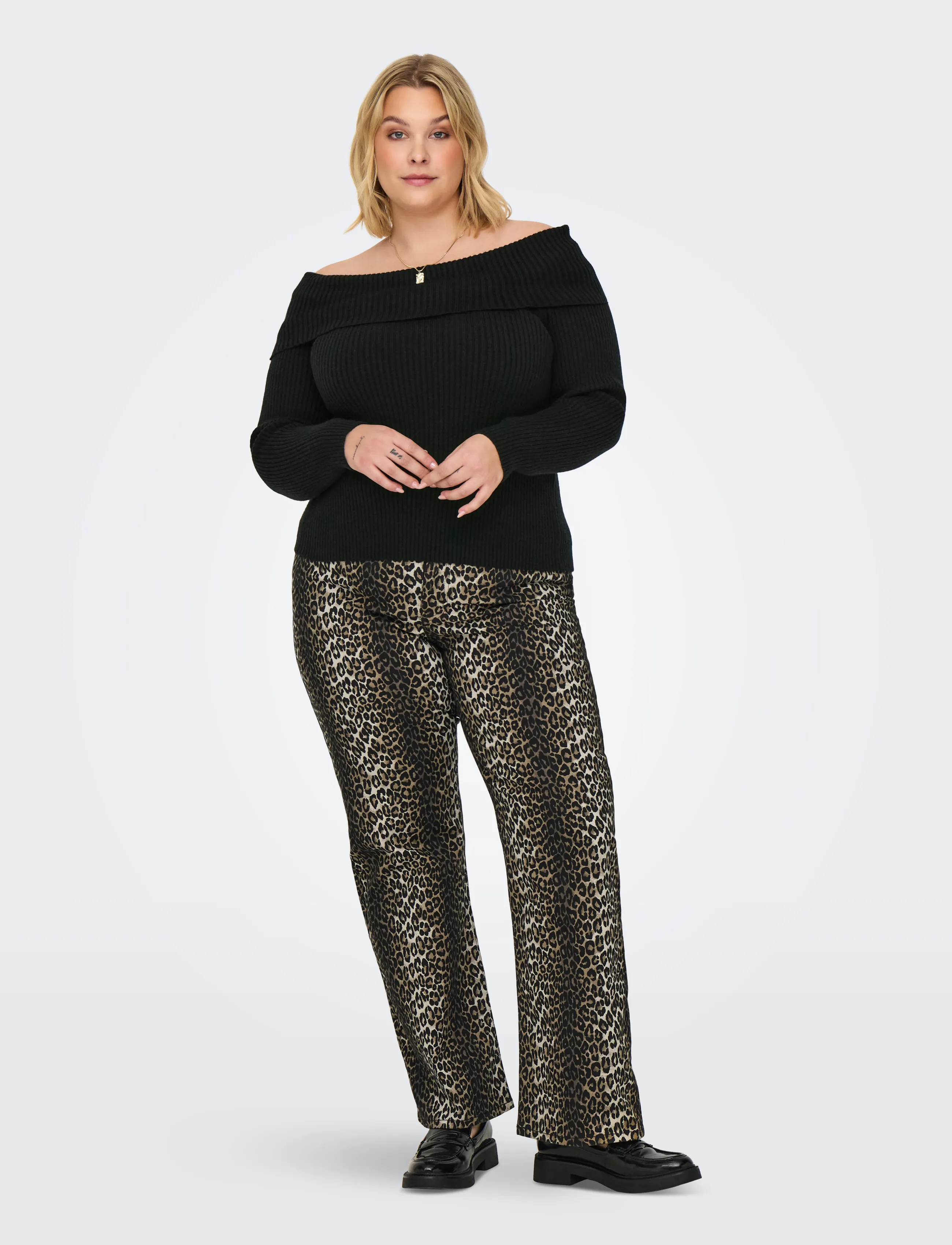 ONLY Carmakoma - CARKATIA LS OFF SHOULDER KNT - stickade tröjor - black - 4