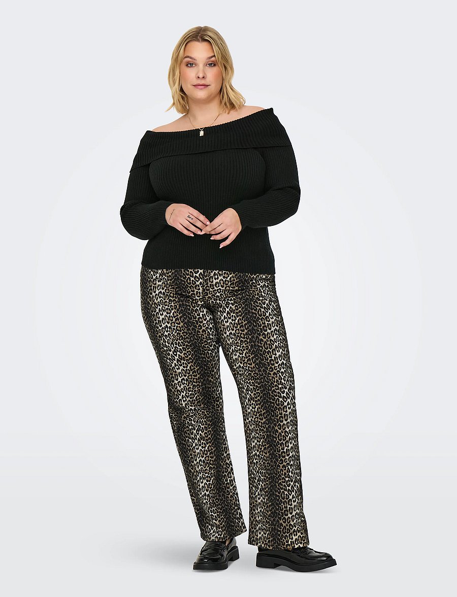 ONLY Carmakoma - CARKATIA LS OFF SHOULDER KNT - stickade tröjor - black - 4