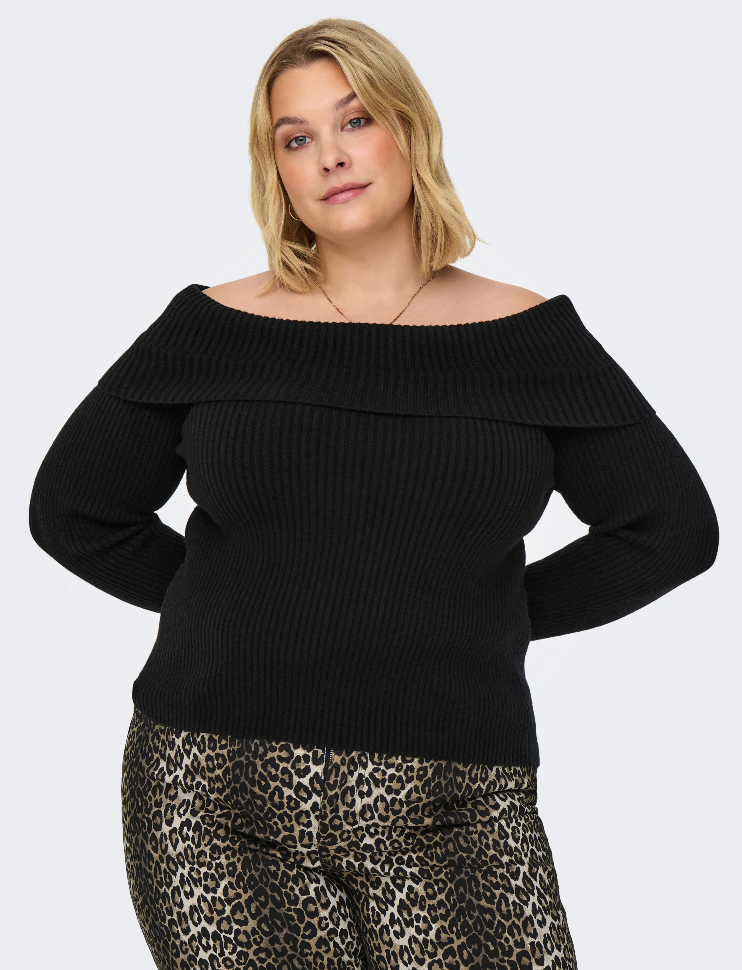 ONLY Carmakoma - CARKATIA LS OFF SHOULDER KNT - stickade tröjor - black - 5