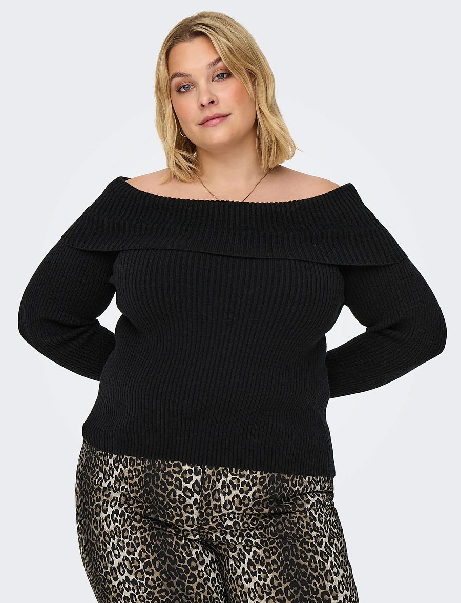 ONLY Carmakoma - CARKATIA LS OFF SHOULDER KNT - stickade tröjor - black - 5