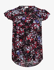 ONLY Carmakoma - CARDEEDEE LIFE S/S V-NECK TOP AOP - short-sleeved blouses - black - 0