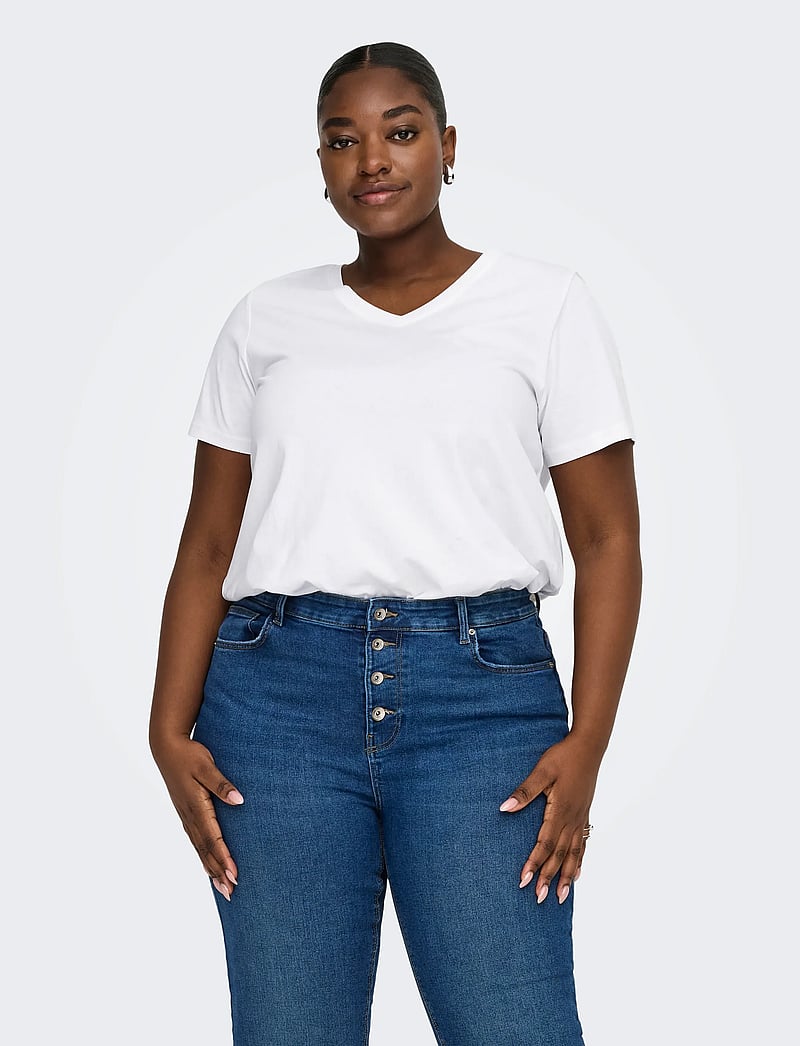 ONLY Carmakoma - CARBONNIE LIFE S/S V A-SHAPE TEE NOOS - t-särgid - bright white - 0
