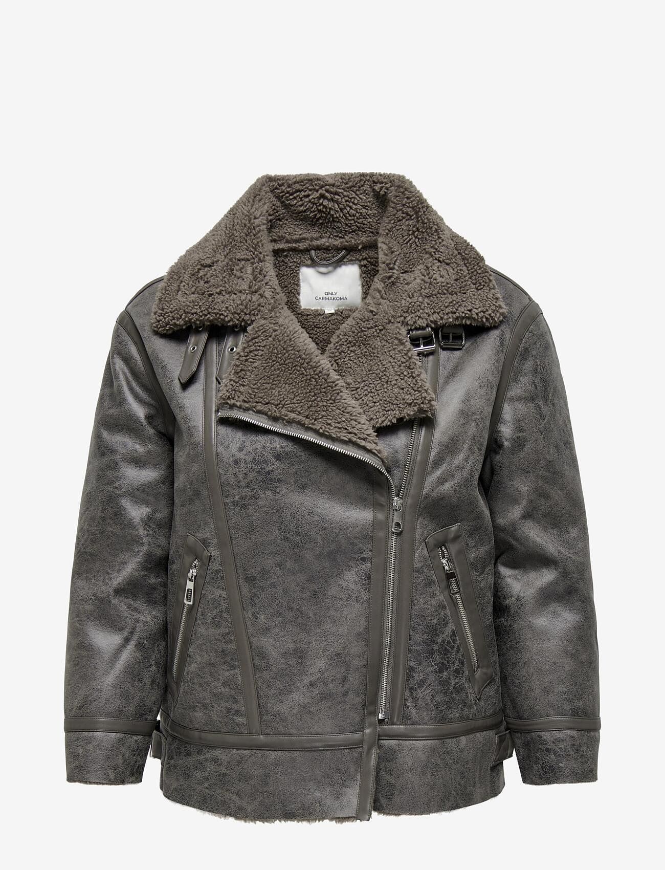 ONLY Carmakoma - CARBETTY BONDED AVIATOR BIKER OTW - lederjacken - walnut - 1