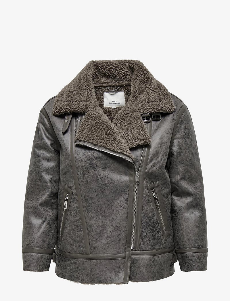 ONLY Carmakoma - CARBETTY BONDED AVIATOR BIKER OTW - lederjacken - walnut - 1