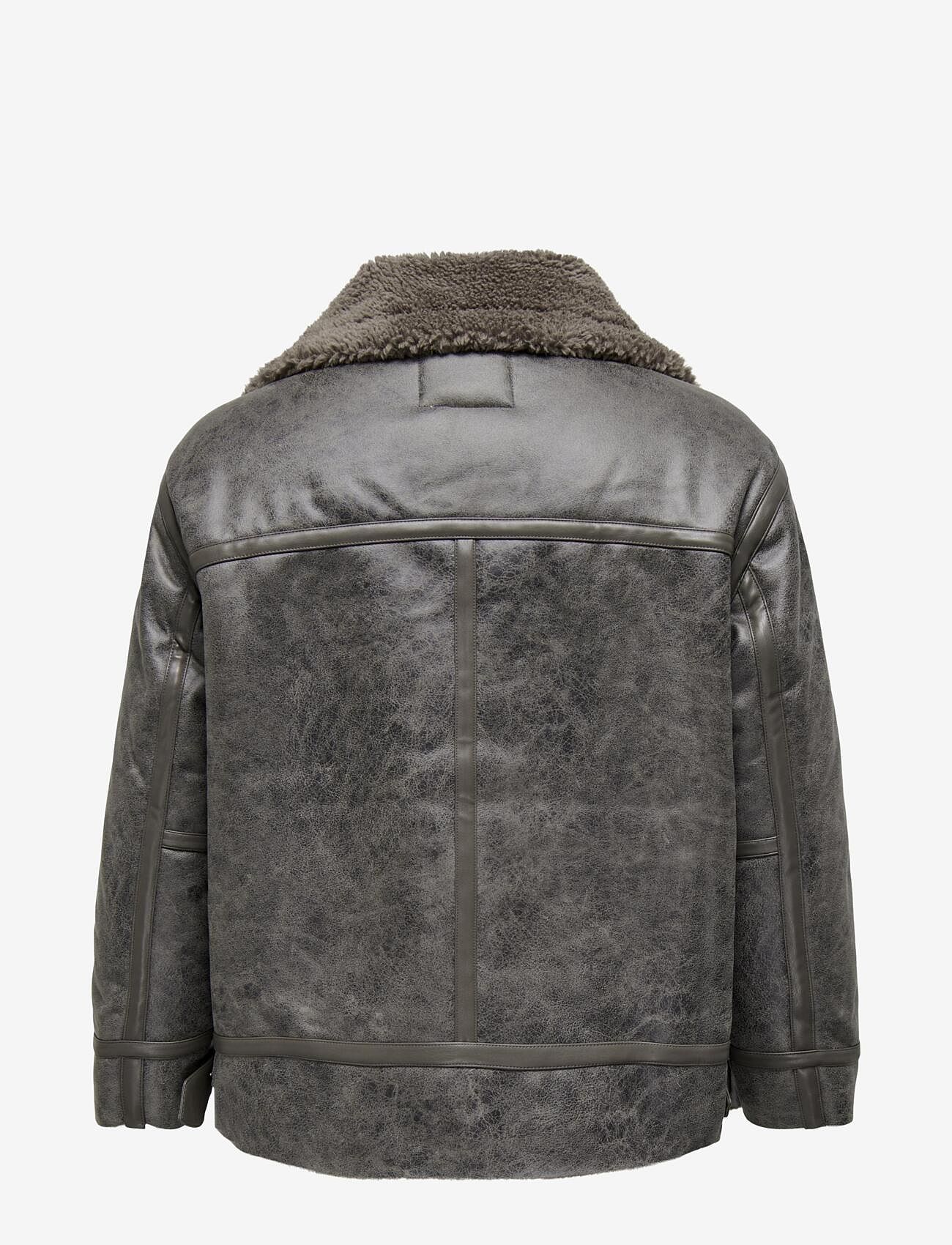 ONLY Carmakoma - CARBETTY BONDED AVIATOR BIKER OTW - lederjacken - walnut - 2