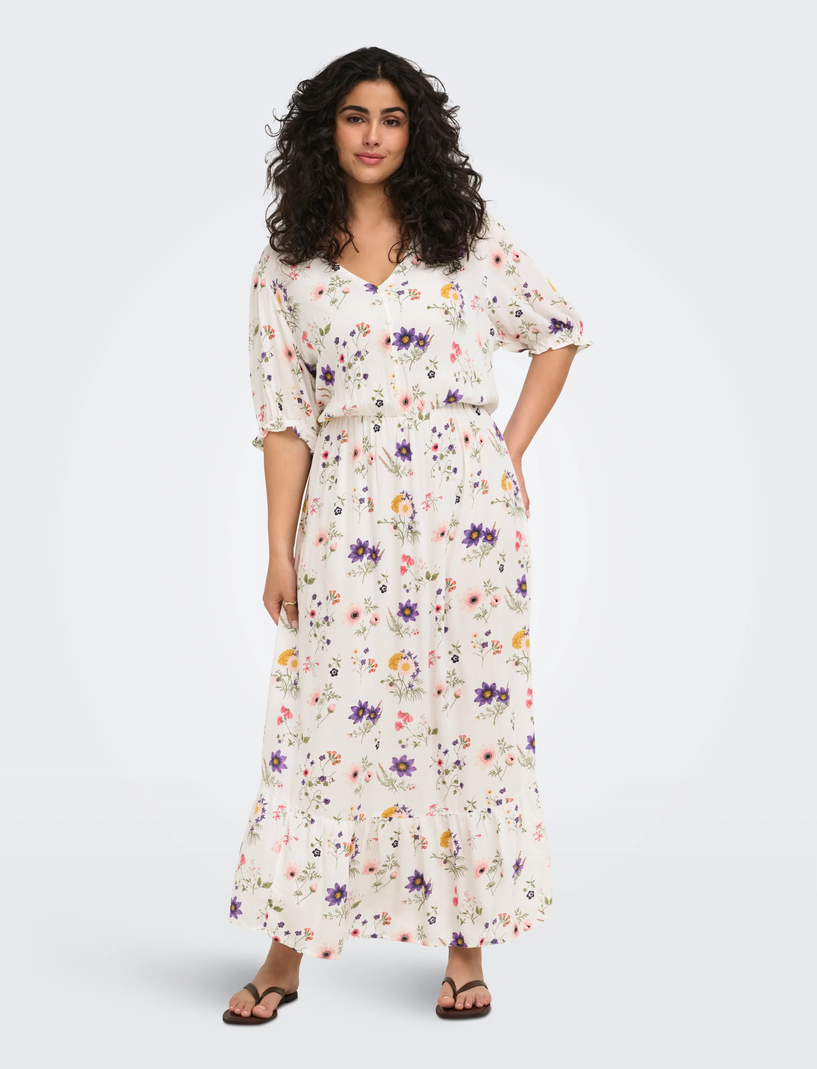 ONLY Carmakoma CARCHIANTI S/S LONG DRESS WVN NOOS - ONLY Carmakoma - CLOUD DANCER / white